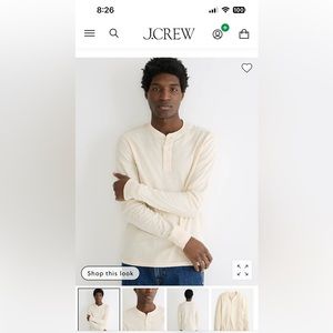 J. Crew Large Ivory Garment-dyed slub cotton henley